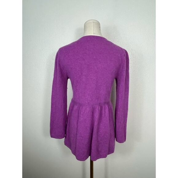 J. Crew Divina Cashmere Peplum Sweater Purple Sz Medium - Picture 5 of 5